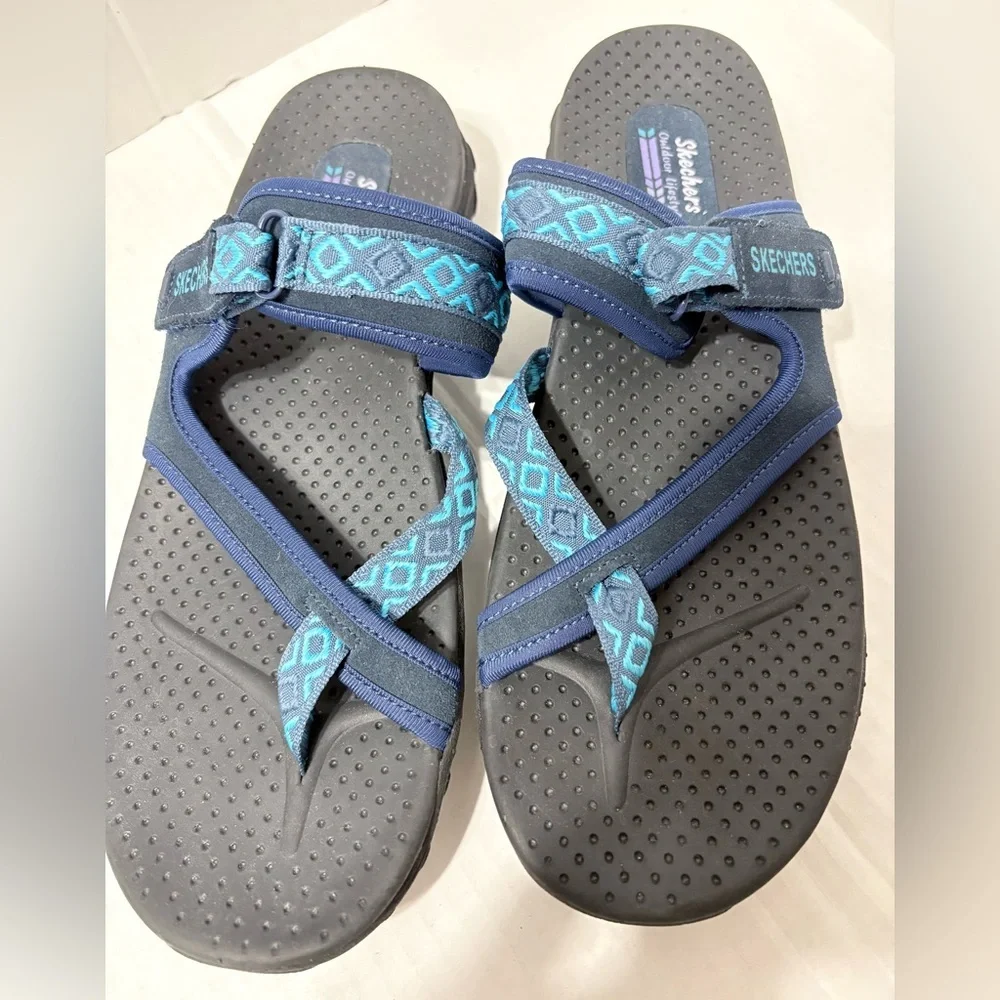 Skechers Reggae Trailway  Navy and Teal Flip-Flop Summer Sandals. Woman’s 11 - Picture 8 of 11